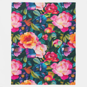 Chic levendig rozen patroon fleece deken