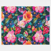 Chic levendig rozen patroon fleece deken (Voorkant (Horizontaal))