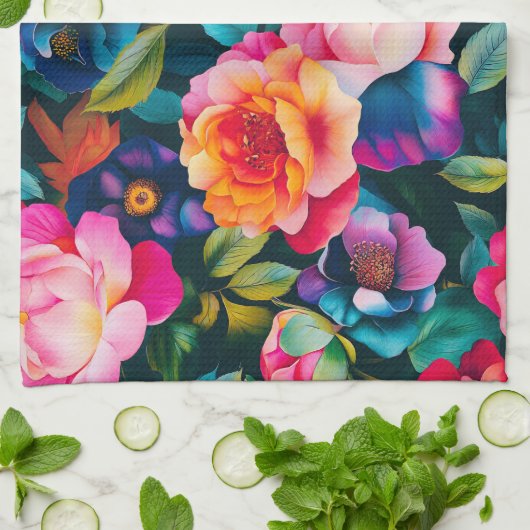 Chic levendig rozen patroon theedoek (Gevouwen)