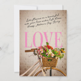 Chic Levensstijl Bloemige Fiets Moederdag Liefde Feestdagenkaart