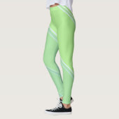 Chic Licht Blauwgroen onder Bord Green Banded Prin Leggings (Links)