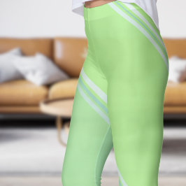 Chic Licht Blauwgroen onder Bord Green Banded Prin Leggings