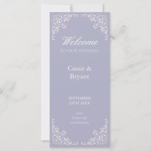 Chic licht Paarse elegante grens bruiloft programm (Voorkant)