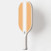Chic Licht Sinaasappel Wit Verticale Racing Stripe Pickleball Paddle (Links)