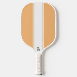 Chic Licht Sinaasappel Wit Verticale Racing Stripe Pickleball Paddle