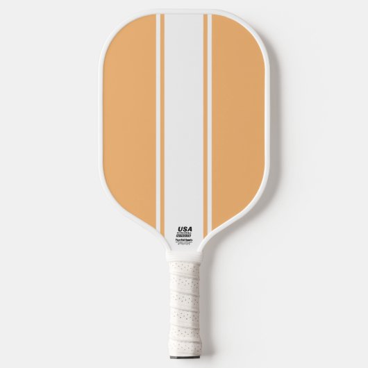Chic Licht Sinaasappel Wit Verticale Racing Stripe Pickleball Paddle (Voorkant)