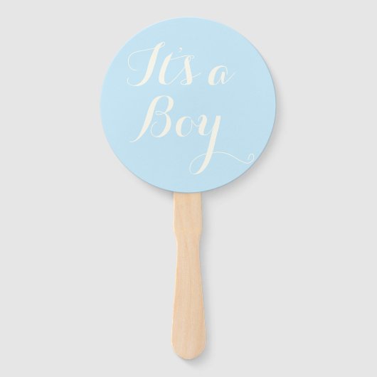 Chic lichtblauw ivoor stripescript Baby shower Handwaaier (Achterkant)