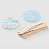 Chic lichtblauw ivoor stripescript Baby shower Handwaaier (Niet-gemonteerd)