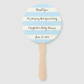 Chic lichtblauw ivoor stripescript Baby shower Handwaaier (Voorkant)