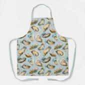 Chic lichtblauw oesters patroon schort (Voorkant)