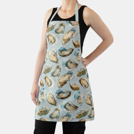 Chic lichtblauw oesters patroon schort (Insitu)
