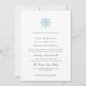 Chic Lichtblauwe Sneeuwvlok Winter Formal Wedding Kaart (Voorkant)