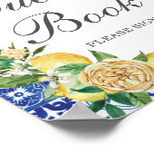 Chic lichtgele bloemengastenboek teken aub poster (Hoek)
