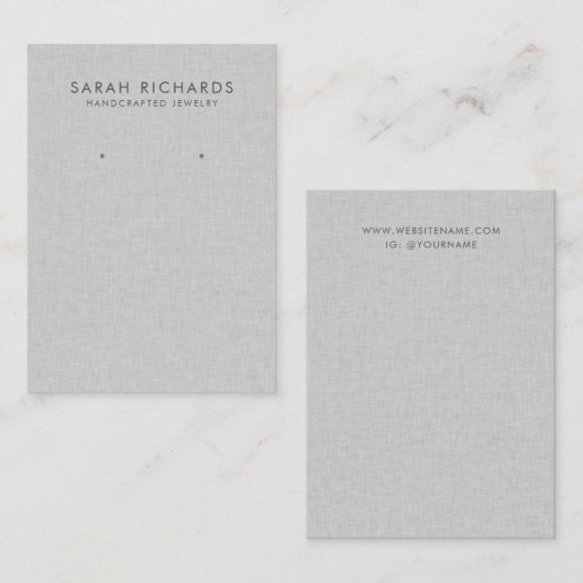 Chic Lichtgrijs Minimalistische Sieraden Oorbel Di Visitekaartje (Voorkant / Achterkant)