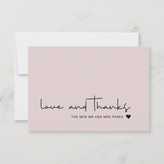 Chic Liefde en Bedankt Casual Script Blush Pink (Voorkant)