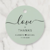 Chic Liefde En Bedankt Sage Green Wedding Bedankjes Labels (Achterkant)