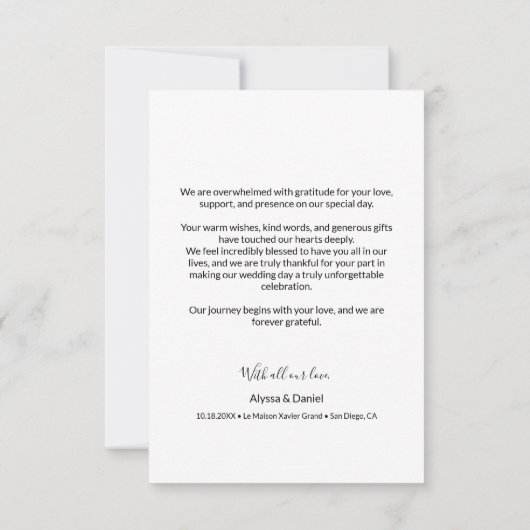 Chic Liefde en bedankt script hart 3 bruiloft foto (Achterkant)