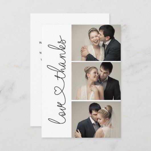 Chic Liefde en bedankt script hart 3 bruiloft foto (Voorkant / Achterkant)