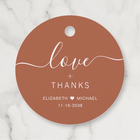 Chic liefde en Bedankt Terracotta bruiloft Bedankjes Labels (Achterkant)