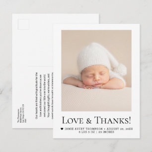 Chic Liefde en Dank Baby Foto Geboorteaankondiging Briefkaart