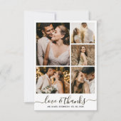Chic Liefde en Dank Script Foto Collage Trouwen Bedankkaart (Voorkant)
