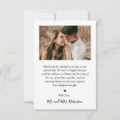 Chic Liefde en Dank Script Foto Collage Trouwen Bedankkaart (Achterkant)