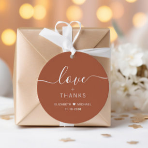 Chic Liefde En Dank Terracotta Bruiloft Bedankjes Labels