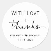 Chic Liefde En Dank Trouwdag Ronde Sticker (Voorkant)