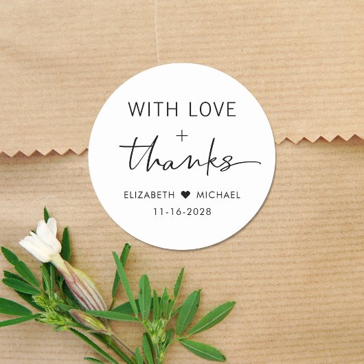 Chic Liefde En Dank Trouwdag Ronde Sticker