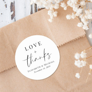 Chic Liefde En Dank Trouwdag Ronde Sticker