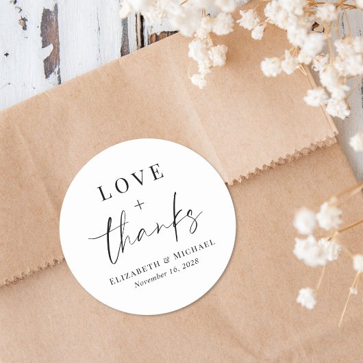 Chic Liefde En Dank Trouwdag Ronde Sticker