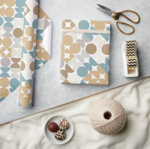 Chic Light Blauwgroen Taupe Beige Circles Patroon Cadeaupapier