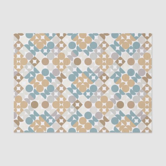 Chic Light Blauwgroen Taupe Beige Circles Patroon Tissuepapier (Voorkant)