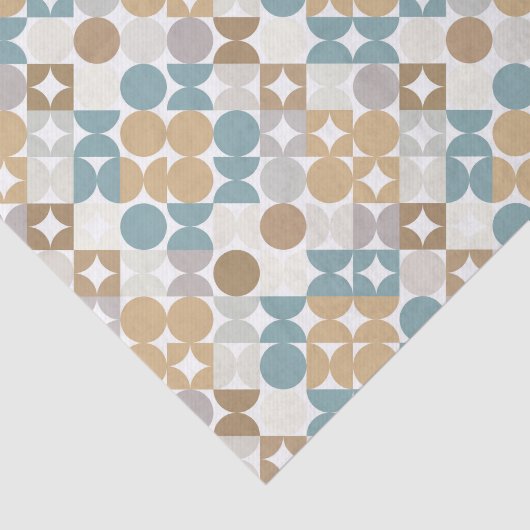 Chic Light Blauwgroen Taupe Beige Circles Patroon Tissuepapier (Detail)