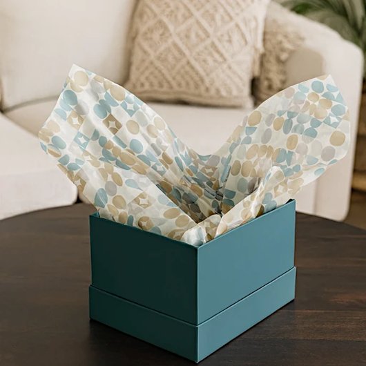 Chic Light Blauwgroen Taupe Beige Circles Patroon Tissuepapier