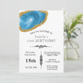 Chic Light Blue Agate Gold Gilded for Birthday Kaart (Staand voorkant)