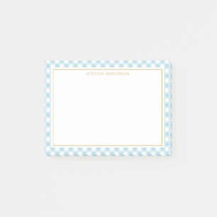 Chic Light Blue en White Gingham Pattern Post-it® Notes
