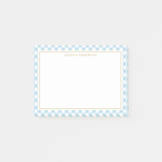 Chic Light Blue en White Gingham Pattern Post-it® Notes (Voorkant)