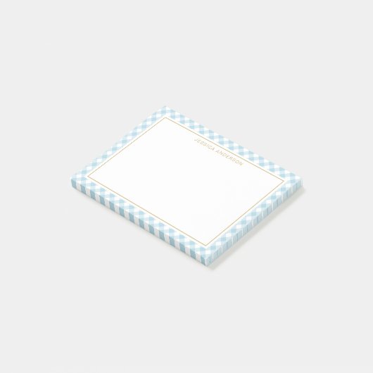 Chic Light Blue en White Gingham Pattern Post-it® Notes (Schuin)