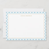 Chic Light Blue Gingham Pattern Notitiekaartje (Voorkant)