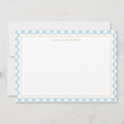 Chic Light Blue Gingham Pattern Notitiekaartje (Voorkant)