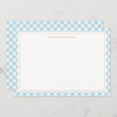 Chic Light Blue Gingham Pattern Notitiekaartje (Voorkant / Achterkant)