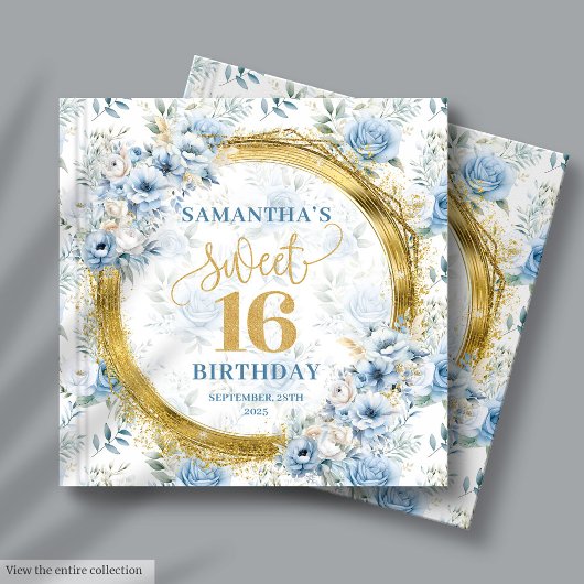 Chic Light Blue Sweet 16 Guest Memory Album Gift Gastenboek