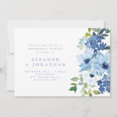 Chic Light Blue Waterverf Floral Rehearsal Dinner Kaart (Voorkant)