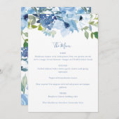 Chic Light Blue Waterverf Floral Script Custom Menu (Voorkant / Achterkant)