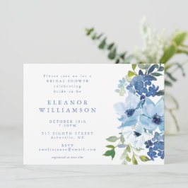 Chic Light Blue Waterverf Floral Vrijgezellenfeest Kaart
