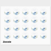 Chic Light Blue Waterverf Floral Vrijgezellenfeest Ronde Sticker (Vel)