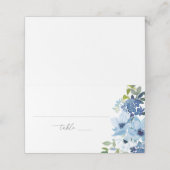 Chic Light Blue Waterverf Floral Wedding Lined Plaatskaartje (Buitenkant ongevouwen)