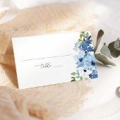 Chic Light Blue Waterverf Floral Wedding Lined Plaatskaartje