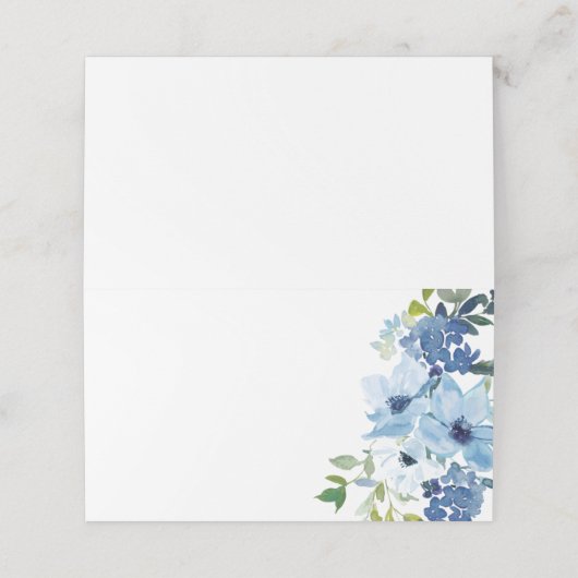 Chic Light Blue Waterverf Floral Wedding Plaatskaartje (Buitenkant ongevouwen)